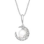 GIVA 925 Silver Filigree Pearl Crescent Pendant with Chain | Gifts for Girlfriend, Gifts for Women and Girls |With Certificate of Authenticity and 925 Stamp | 6 Month Warranty*