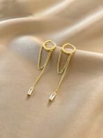 Yellow Chimes Earrings For Women Gold Tone Linear Chain Tassel Dangler Earrings For Women and Girls - Fast Shipping to USA & Canada - Image 4