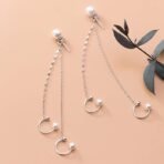 El Regalo Women's 1 Pair Pearl Studs Ear Cuff Earrings- Tassel Chain Imitation Pearl Punk Style Ear Cuff Clip Earrings - Fast Shipping to USA & Canada - Image 2