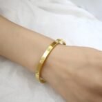 Shining Diva Fashion 18K Gold Plated Stainless Steel Openable Crystal Bracelet | Cuff Bangle | Friendship Couple Wedding Gifts for Mother Sister Wife Girlfriend | Anti Tarnish Jewellery - Fast Shipping to USA & Canada - Image 6