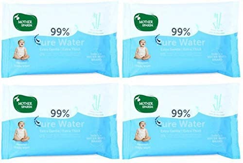 Mother Sparsh Thick Fabric Baby Water Based Unscented Wipe (Blue, 10 Wipes) - Pack of 4 - Fast Shipping to USA & Canada
