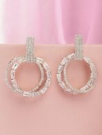 KARATCART Gold Plated Cubic Zirconia Round Dangler Earrings for Women - Fast Shipping to USA & Canada - Image 5