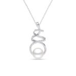 Clara 925 Sterling Silver Morsal Real Pearl Pendant Earrings Chain Necklace Jewellery Set | Platinum Plated, Swiss Zirconia |Gift for Women and Girls - Fast Shipping to USA & Canada