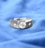 Clara Pure 925 Sterling Silver Star Solitaire Men Ring |Size Adjustable, Platinum Plated, Swiss Zirconia | Gift for Men & Boys - Fast Shipping to USA & Canada - Image 4