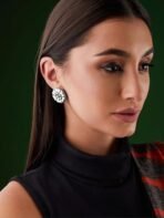 Rubans Oxidised Silver-Plated Floral Design Stud Earrings for Women & Girls - Fast Shipping to USA & Canada - Image 3