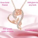 Nilu's Collection Stylish CZ Chain Pendent Set for Women, Heart Shaped Pendant with Rose Design - Fast Shipping to USA & Canada - Image 5