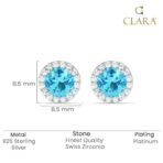 Clara 925 Sterling Silver Orsa Blue Solitaire Pendant Earrings Chain Necklace Jewellery Set | Platinum Plated, Swiss Zirconia |Gift for Women and Girls - Fast Shipping to USA & Canada - Image 6