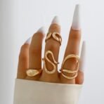 Shining Diva Fashion Set of 4 Latest Stylish Gold Plated Rings for Women and Girls (16520r) - Fast Shipping to USA & Canada - Image 6
