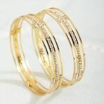 Shining Diva Fashion 18k Gold Plated Bangles | Set of 2 Bangles Set for Women | Crystal Diamonds Studded Bangles | Latest Stylish Trendy Celebrity Inspired Jewellery - Fast Shipping to USA & Canada - Image 3