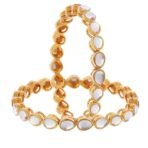 ZENEME Bangle Gold Plated Faux Kundan Studded Designer Bangle Jewellery For Women - Fast Shipping to USA & Canada - Image 2