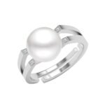Clara Pure 925 Sterling Silver Ilaria Real Pearl Size Adjustable Finger Ring | Gift for Women and Girls | Swiss Zircon Platinum Plated - Fast Shipping to USA & Canada