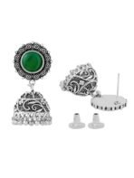 Yellow Chimes Exclusive Antique Design Vintage Oxidised Silver Kolhapuri Stone Choker Necklace Set with Jhumka Earrings for Women and Girls - Fast Shipping to USA & Canada - Image 7