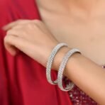 Ratnavali Jewels Brass Silver Plated and Cubic Zirconia Bangles for Women & Girls - Fast Shipping to USA & Canada - Image 3