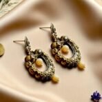 ACCESSHER Gold Tone Oxidised Pearl Drop Jhumka Earrings - Fast Shipping to USA & Canada - Image 4
