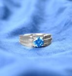Clara Pure 925 Sterling Silver Blue Solitaire Men Ring |Size Adjustable, Platinum Plated, Swiss Zirconia | Gift for Men & Boys - Fast Shipping to USA & Canada - Image 4