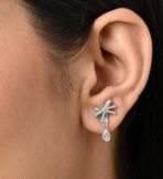 Clara 925 Sterling Silver Bow Knot Pendant Earrings Chain Necklace Jewellery Set | Platinum Plated, Swiss Zirconia | Classy Gift for Women and Girls - Fast Shipping to USA & Canada - Image 5