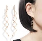 Nilu's Collection Spiral Threader Earrings for Women, Twisted Spiral Drop Dangle Earrings, Unique Minimal Everyday Earrings - Fast Shipping to USA & Canada - Image 3