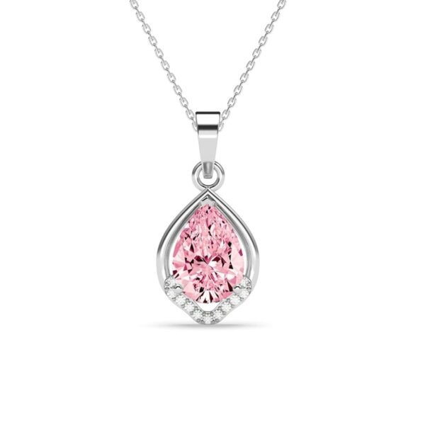 Clara 925 Sterling Silver Jino Pink Pear Solitaire Pendant Earrings Chain Necklace Jewellery Set | Platinum Plated, Swiss Zirconia |Gift for Women and Girls - Fast Shipping to USA & Canada
