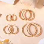 Gehena by Estele Fashion Jewellery Combo Hoop Earrings for Women: Gold Plated Modern Korean Style Lightweight(Set of 4)Circular Hoop Earrings-Elegant & Fashion-Forward for Girls/Women-ON-COM-003-BG ER - Fast Shipping to USA & Canada - Image 3