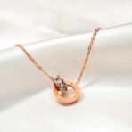 Fashion Frill Stylish Chain Pendant For Women Stainless Steel 18K Rose Gold Plated Roman Circle of Love Chain Necklace For Women Girls Love Gifts Womens Jewellery - Fast Shipping to USA & Canada - Image 5