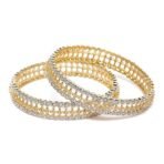 ACCESSHER Set of 2 Gold Plated White AD Handcrafted Bangles - Fast Shipping to USA & Canada - Image 2