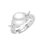 Clara Pure 925 Sterling Silver Uberta Real Pearl Size Adjustable Finger Ring | Gift for Women and Girls | Swiss Zircon Platinum Plated - Fast Shipping to USA & Canada
