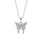 Clara 925 Sterling Silver Fia Butterfly Pendant Earrings Chain Necklace Jewellery Set | Platinum Plated, Swiss Zirconia | Gift for Women and Girls - Fast Shipping to USA & Canada