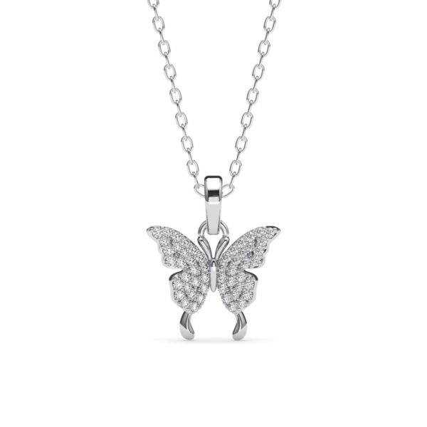 Clara 925 Sterling Silver Fia Butterfly Pendant Earrings Chain Necklace Jewellery Set | Platinum Plated, Swiss Zirconia | Gift for Women and Girls - Fast Shipping to USA & Canada