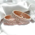 ACCESSHER Rose Gold Tone Pearl Beaded Bangle Set (Pack of 12) - Fast Shipping to USA & Canada - Image 5