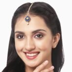 ZENEME Gold-Plated Pink-Green-Orange-Red-Blue AD with Pearls studded Flower Shaped MaangTikka (Combo Of 5) - Fast Shipping to USA & Canada - Image 7