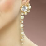 Karatcart Polki Kundan Peal Drop Earrings for Women - Fast Shipping to USA & Canada - Image 3