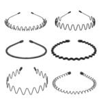 Shining Diva Fashion Black Metal Hair Band for Men Boys Women Girls Kids 6 Pcs Combo Hairband Headbands Sports Yoga Face Wash Facial Hair Accessories (15905HB) - Fast Shipping to USA & Canada - Image 2