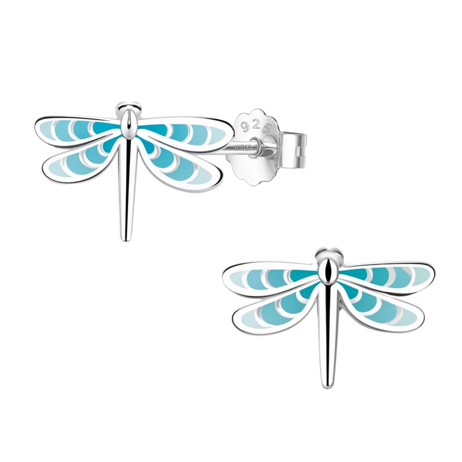 51-MWFiZYyL.jpg HighSpark 925 Silver Cute Enamel Stud Earrings Blue Dragonfly - Fast Shipping to USA & Canada - Image 1