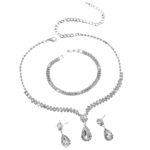 YANA 3Pcs Solitaire AD Necklace Set Combo for Girls & Women | Matching Earrings & Bracelet| Artificial Jewelery | Ideal for Gifting, Wedding, Party, Festivals - Fast Shipping to USA & Canada