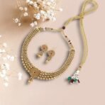 Fashion Frill Necklace Set For Women | Floral Design | Gold Plated |Kundan & pearl necklace for women | Traditional Jewelry Set For Women - Fast Shipping to USA & Canada - Image 3