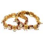 Karatcart Set of 2 Gold Plated Red Meena and Pearl Studded Bangles for Women - Fast Shipping to USA & Canada - Image 2