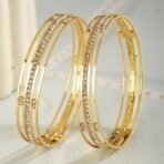 Shining Diva Fashion 18k Gold Plated Bangles | Set of 2 Bangles Set for Women | Crystal Diamonds Studded Bangles | Latest Stylish Trendy Celebrity Inspired Jewellery - Fast Shipping to USA & Canada - Image 4