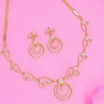 Estele 24 Kt Gold Plated American Diamond Circular Necklace Set for Women - Fast Shipping to USA & Canada - Image 5