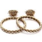 Karatcart Set of 2 Gold Plated Kundan Studded Jhumki Bangles Set for Women - Fast Shipping to USA & Canada - Image 2