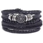 Fashion Frill Exclusive Stylish Bracelet for Men Shiny Black Colour Leather Bracelet for Men Jewellery Gift for him (FFBL178) - Fast Shipping to USA & Canada