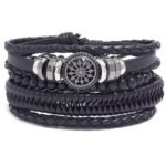 Fashion Frill Exclusive Stylish Bracelet for Men Shiny Black Colour Leather Bracelet for Men Jewellery Gift for him (FFBL178) - Fast Shipping to USA & Canada
