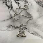 Gehena by Estele Pavanputra Hanuman Ji Meditative Sitting Pose Locket Pendant for Men & Women: Oxidized Silver Plated Spiritual Hanuman Necklace with Chain for Unisex? OSAK049-IROX PENDANT - Fast Shipping to USA & Canada - Image 4