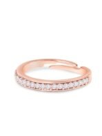 ZAVERI PEARLS Rose Gold Cubic Zirconia Contemporary Brass Sleek Adjustable Ring For Women-ZPFK10902 - Fast Shipping to USA & Canada