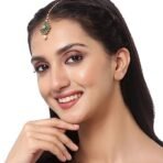 ZENEME Gold-Plated Pink-Green-Orange-Red-Blue AD with Pearls studded Flower Shaped MaangTikka (Combo Of 5) - Fast Shipping to USA & Canada - Image 3