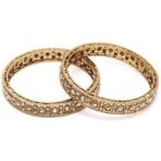 Karatcart Set of 2 Antique Gold Plated Round Shape Kundan Rajwadi Bangles for Women - Fast Shipping to USA & Canada - Image 2