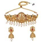 Shining Diva Fashion 22k Gold Plated Temple Necklace Set | Latest Stylish Fancy Pearl Choker Traditional Jewellery Set for Women | Festive Wedding Party Necklace | Just Like Original Gold Jewellery - Fast Shipping to USA & Canada - Image 2