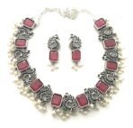 Sasitrends Classic Peacock Designer Oxidized German Silver Stone Studded Jewellery Set with Earring for Women and Girls - Fast Shipping to USA & Canada - Image 2