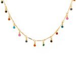 Yellow Chimes Necklace For Women Gold Plated Multicolor Stone Studded Chain Necklace For Women and Girls - Fast Shipping to USA & Canada