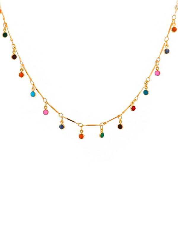 Yellow Chimes Necklace For Women Gold Plated Multicolor Stone Studded Chain Necklace For Women and Girls - Fast Shipping to USA & Canada