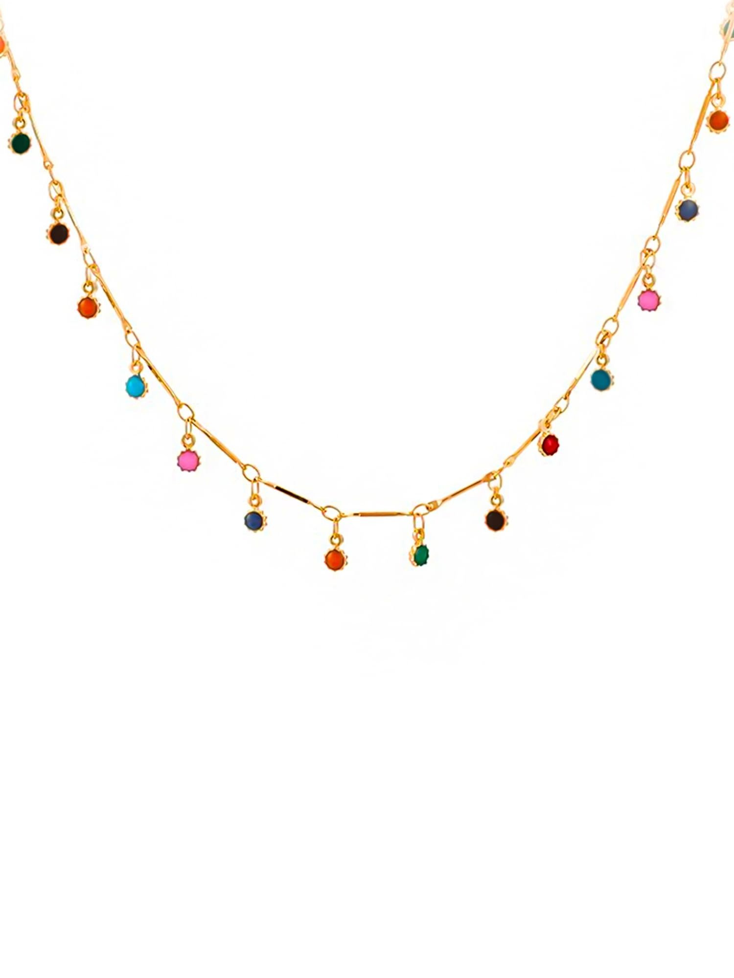 513c7anHLL.jpg Yellow Chimes Necklace For Women Gold Plated Multicolor Stone Studded Chain Necklace For Women and Girls - Fast Shipping to USA & Canada - Image 1